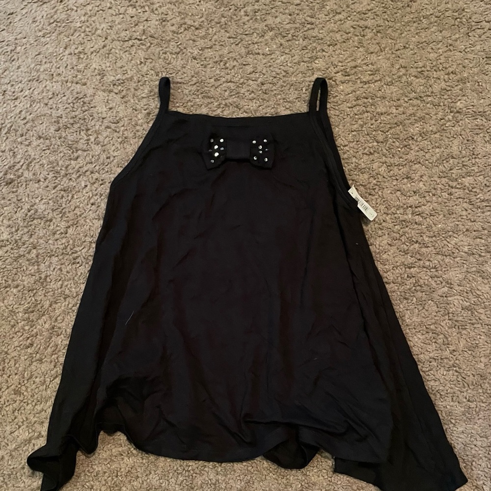 kidpik Black Tank Top with Bow Accent